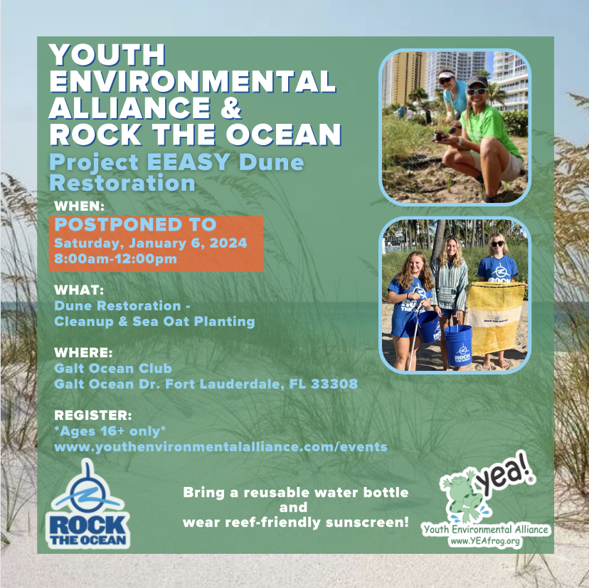 Youth Environmental Alliance & Rock The Ocean Project EEasy Dune Restoration